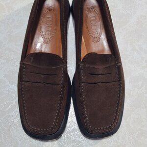 TOD'S Suede Loafers Woman Size 9.5